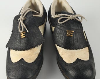 Vintage 1981 Used Men's Black & White Golf Shoes Size 9 Made in Canada