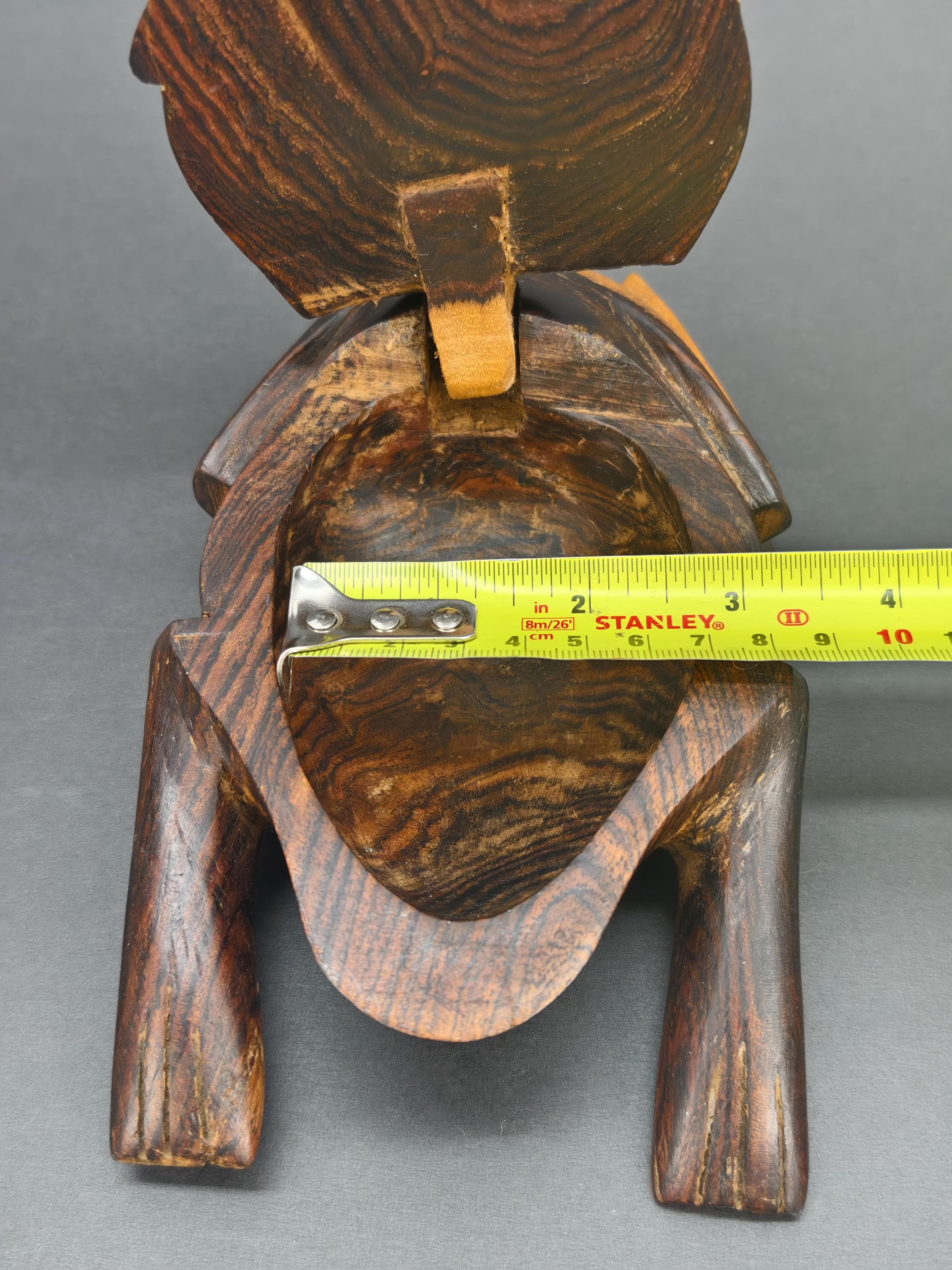 ヴィンテージ風フォークアート手彫り木製カエル蓋付き小物入れ：7