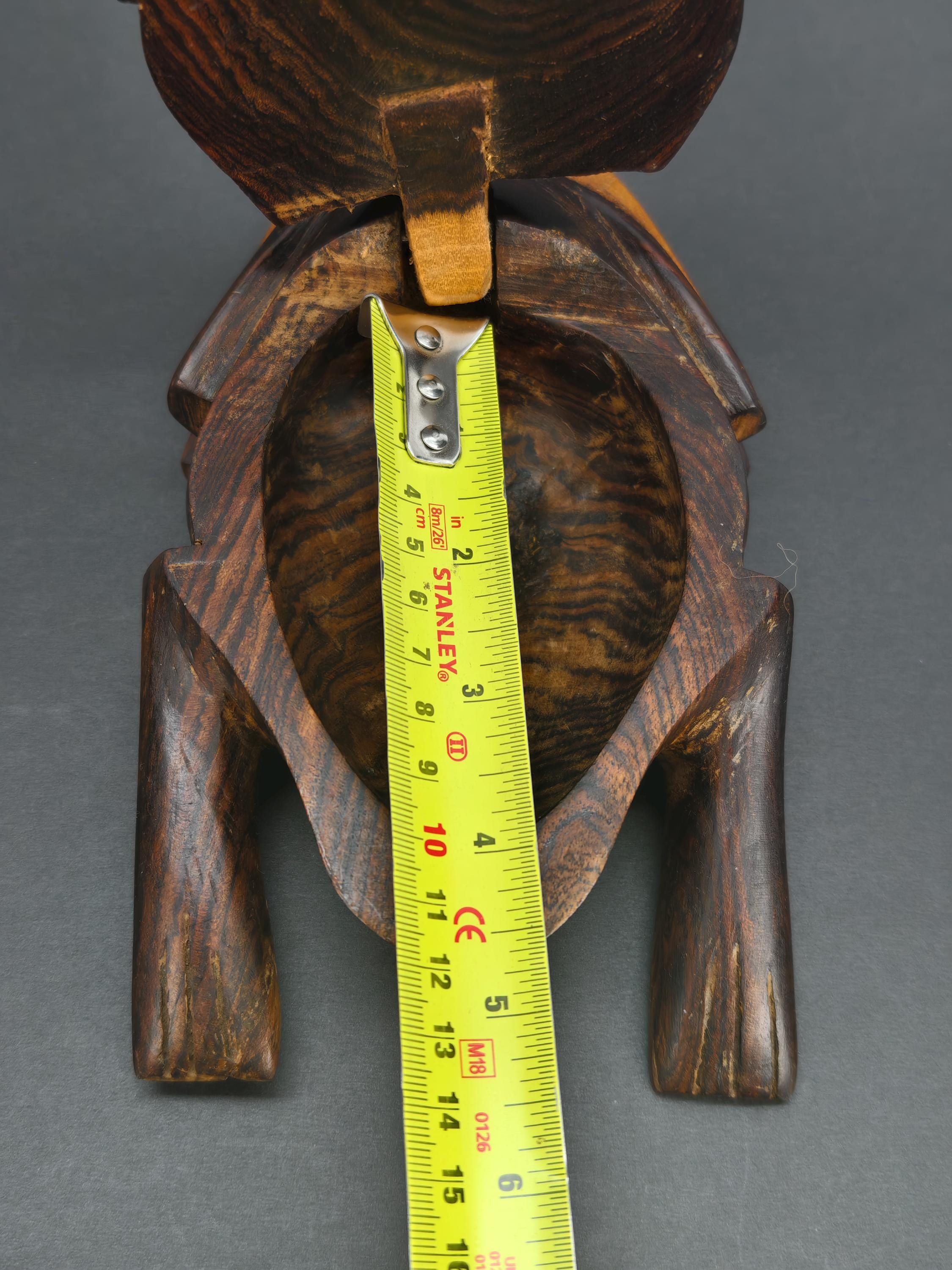 ヴィンテージ風フォークアート手彫り木製カエル蓋付き小物入れ：7