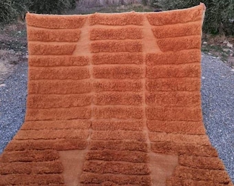 Custom Brown Moroccan Rug: Handmade Beni Ourain Wool Rug, 8x10 Mrirt Carpet