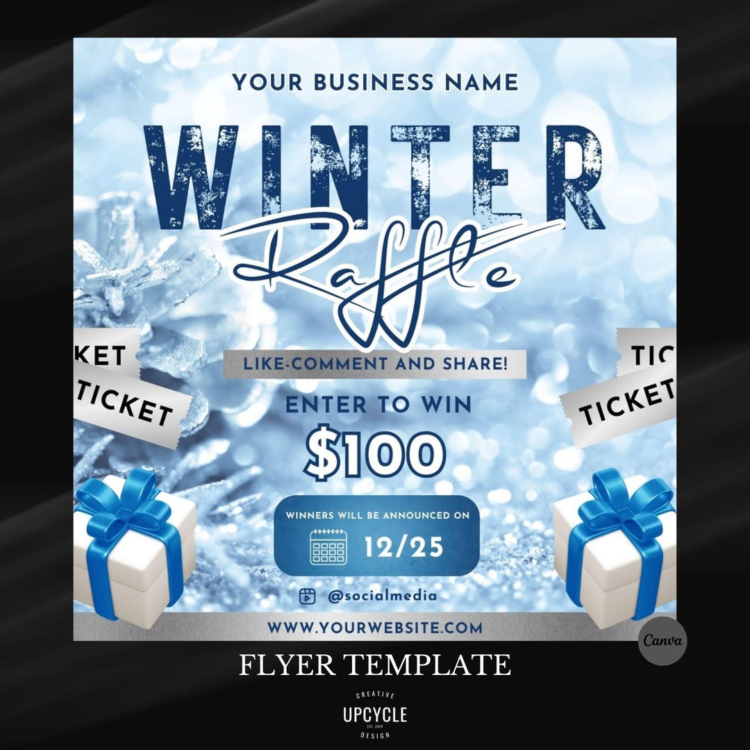 Lean Winter Raffle Winter Season Sales Flyer Template, Winter Braids Lash Sale Hair Raffle ...