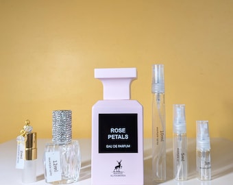 Rose Petals by Maison Alhambra decant of perfume, choose from 5 sizes 2ml-12ml samples extrait strength in glass sprayers