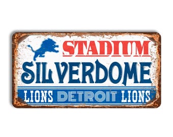 Detroit Lions Metal Sign, Silverdome Stadium sign