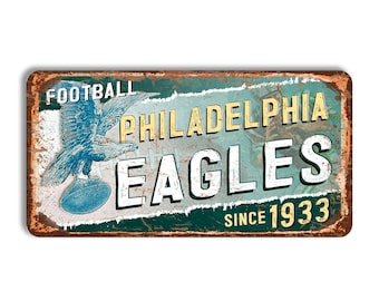 Philadelphia Eagles Metal Sign, Vintage NFL Wall Decor