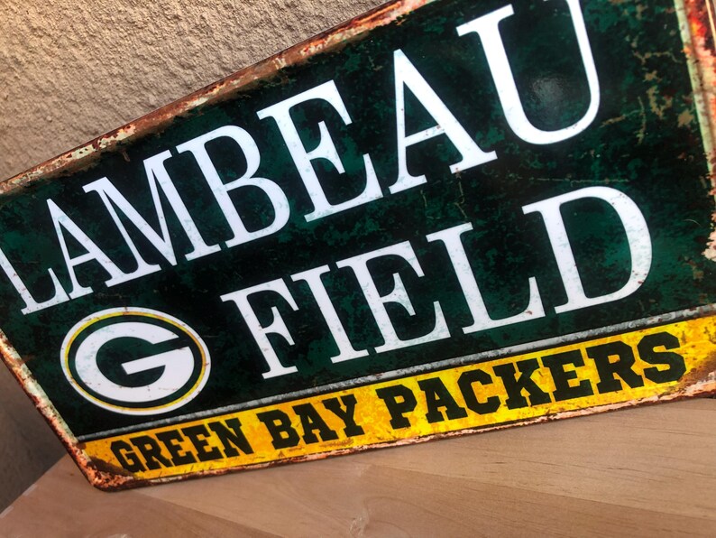 Green Bay Packers Metal Sign GREEN BAY PACKERS Lambeau Field Stadium ...