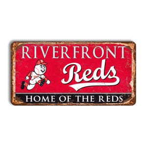 Placa de metal do Cincinnati Reds CINCINNATI REDS Placa do estádio Riverfront beisebol Cincinnati Reds decoração de parede Cincinnati Reds mlb vintage