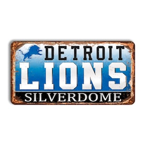 Detroit Lions metal sign DETROIT LIONS stadium sign SILVERDOME stadium Detroit Lions vintage sign