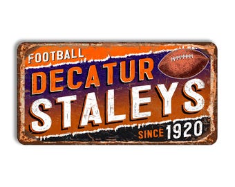 Decatur Staleys Metal Sign, Vintage Style NFL Football Decor
