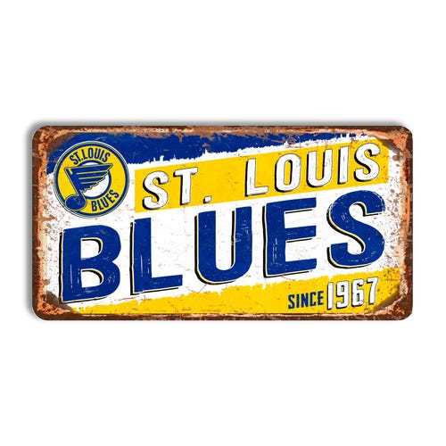Plaque en métal St. Louis Blues, décoration murale hockey vintage