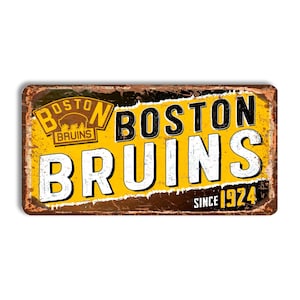 Letrero de metal de los Boston Bruins, letrero de los Boston Bruins, estilo vintage de los Boston Bruins, NHL, arte de pared para fanáticos del hockey de los Boston Bruins, decoración de pared de los Boston Bruins