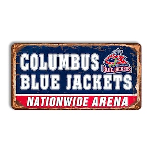 Columbus Blue Jackets metal sign COLUMBUS BLUE JACKETS Nationwide Arena stadium sign hockey Columbus Blue Jackets vintage style nhl