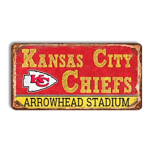 Kansas City Chiefs metal sign KANSAS CITY CHIEFS Arrowhead stadium sign nfl football Kansas City Chiefs fan wall decor Kansas City Chiefs