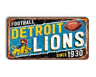 Detroit Lions Metal Sign, Vintage NFL Decor