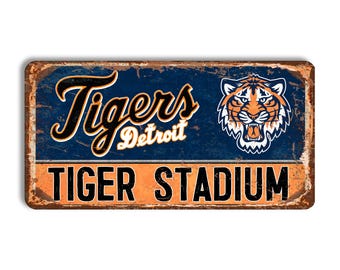 Detroit Tigers metal sign DETROIT TIGERS Tiger stadium sign baseball Detroit Tigers wall decor Detroit Tigers mlb vintage Detroit Tigers