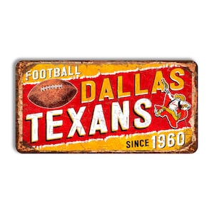 Kansas City Chiefs metal sign DALLAS TEXANS 1960 nfl football Kansas City Chiefs fan wall decor Kansas City Chiefs vintage style