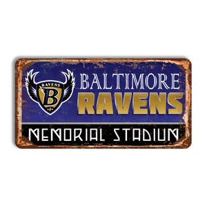 Baltimore Ravens metal sign BALTIMORE RAVENS Memorial stadium sign Baltimore vintage sign NFL football sign Baltimore Ravens fan wall decor