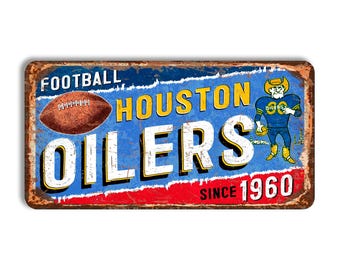Houston Oilers Metal Sign, Vintage Style NFL Decor
