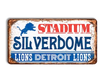 Detroit Lions Metal Sign, Silverdome Stadium sign
