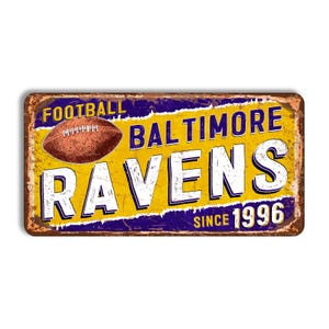 Baltimore Ravens metal sign BALTIMORE RAVENS vintage style sign Baltimore vintage sign NFL football sign Baltimore Ravens fan wall decor