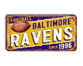Baltimore Ravens Metal Sign, Vintage Style NFL Decor