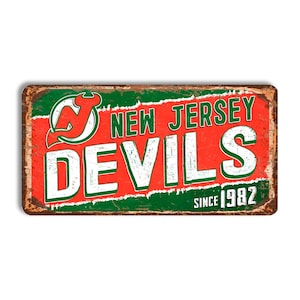 New Jersey Devils metal sign NEW JERSEY DEVILS sign hockey New Jersey Devils vintage style nhl fan wall art wall decor New Jersey Devils