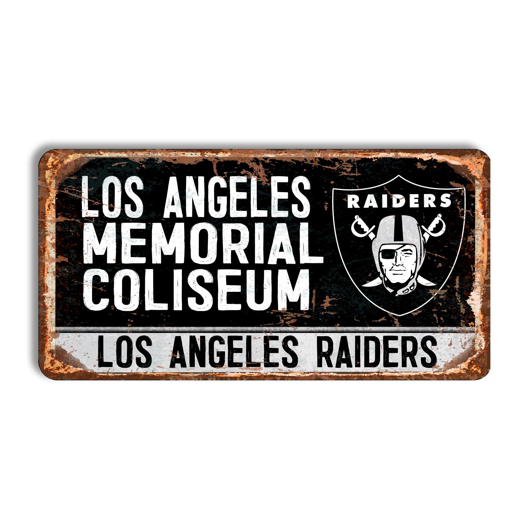 Los Angeles Raiders metal sign LOS ANGELES RAIDERS Los Angeles Memorial Coliseum stadium sign nfl football Los Angeles Raiders wall decor