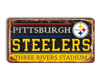 Pittsburgh Steelers Metal Sign, Three Rivers Stadium sign