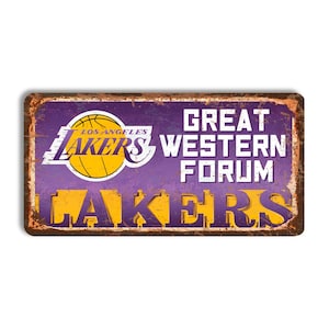 Los Angeles Lakers metal sign Great Western Forum stadium sign Los Angeles Lakers wall decor Los Angeles Lakers vintage style nba Lakers fan