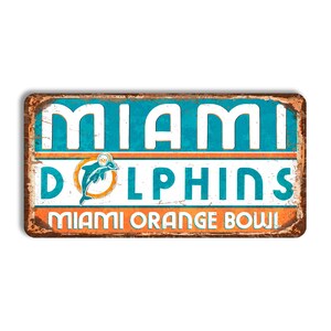 Miami Dolphins metal sign MIAMI DOLPHINS Miami Orange Bowl stadium sign NFL football Miami Dolphins fan wall decor Miami Dolphins stadium