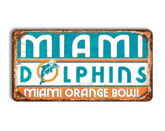 Miami Dolphins Metal Sign, Orange Bowl Stadium sign