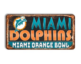 Miami Dolphins Metal Sign, Orange Bowl Stadium sign