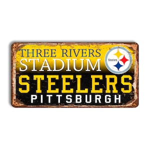 Pittsburgh Steelers metal sign PITTSBURGH STEELERS Three Rivers Stadium sign nfl football Pittsburgh Steelers fan wall decor Steelers nfl