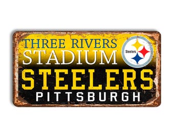 Pittsburgh Steelers Metal Sign - Three Rivers Stadium sign