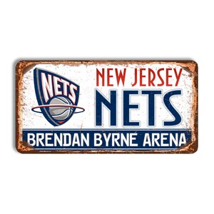New Jersey Nets metal sign Brendan Byrne Arena stadium sign New Jersey Nets wall decor New Jersey Nets vintage style nba New Jersey Nets fan
