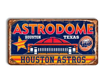 Houston Astros metal sign HOUSTON ASTROS Astrodome stadium sign baseball Houston Astros wall decor Houston Astros mlb vintage Houston Astros