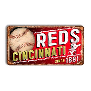 Placa de metal do Cincinnati Reds CINCINNATI REDS placa estilo vintage beisebol decoração de parede do Cincinnati Reds Cincinnati Reds mlb vintage