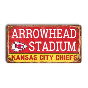 Kansas City Chiefs metal sign KANSAS CITY CHIEFS Arrowhead stadium sign nfl football Kansas City Chiefs fan wall decor Kansas City Chiefs