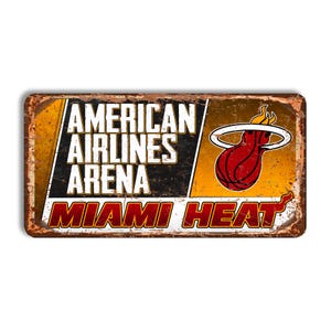 Miami Heat metal sign American Airlines Arena stadium sign Miami Heat wall decor Miami Heat vintage style nba Miami Heat fan personalized