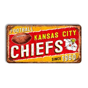 Kansas City Chiefs metal sign KANSAS CITY CHIEFS 1960 nfl football Kansas City Chiefs fan wall decor Kansas City Chiefs vintage style
