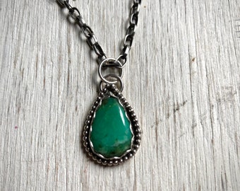 Handcrafted Chrysoprase & sterling silver necklace