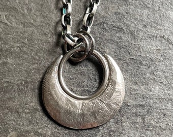 Chunky sterling silver hoop necklace