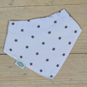 Bandana Dribble Bib - White with Grey Stars