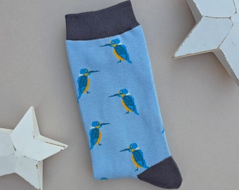 Men's Bamboo Kingfishers Socks in Light Blue - Birthday Gifts, Father's Day Gifts, Anniversary Gifts