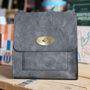 Bolso tipo cartera con candado de cartero en gris oscuro: regalos para mujeres, regalos para el día de la madre, regalos de cumpleaños, regalos de aniversario, regalos de San Valentín