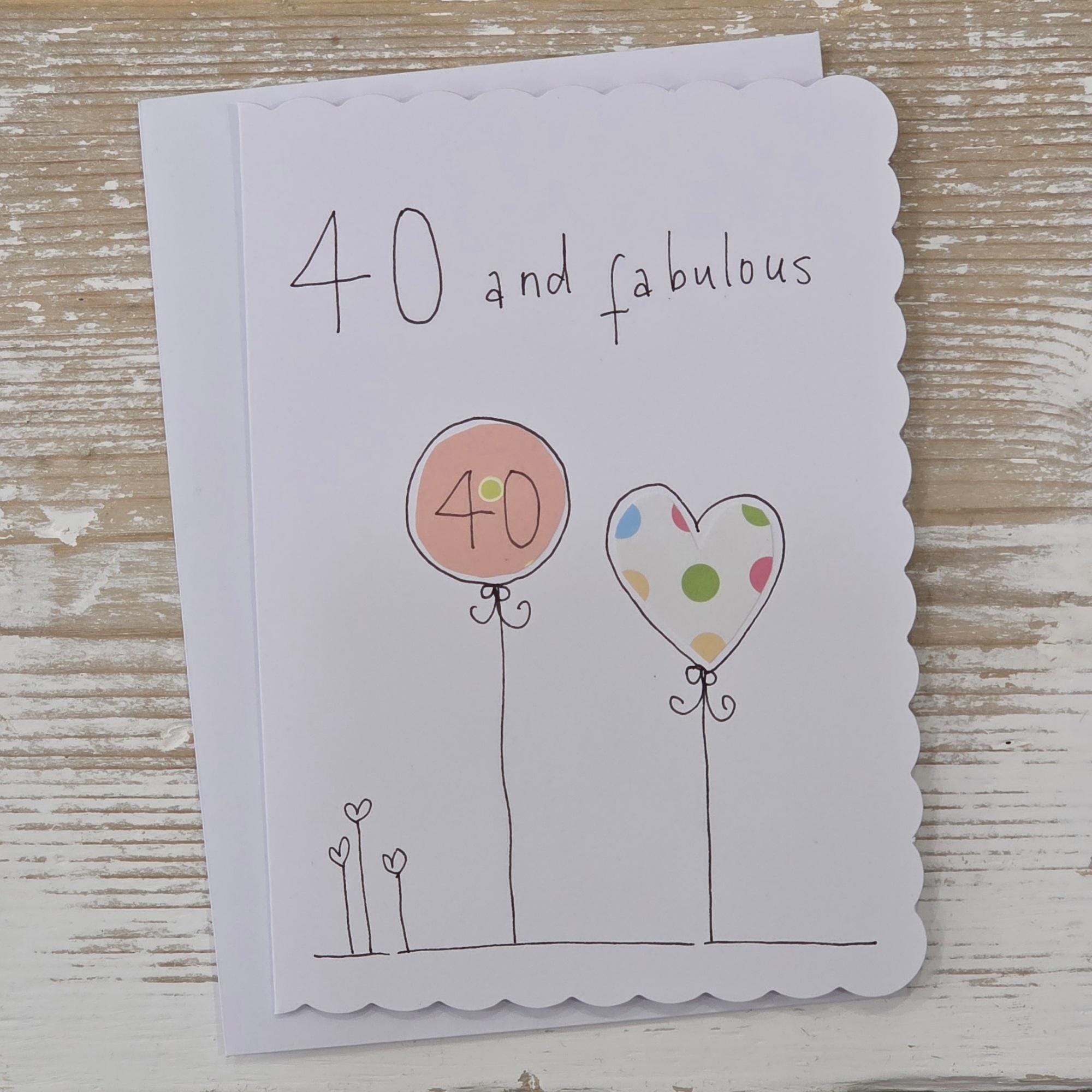 Handmade 40th Birthday Card – Hand-drawn Design - Etsy