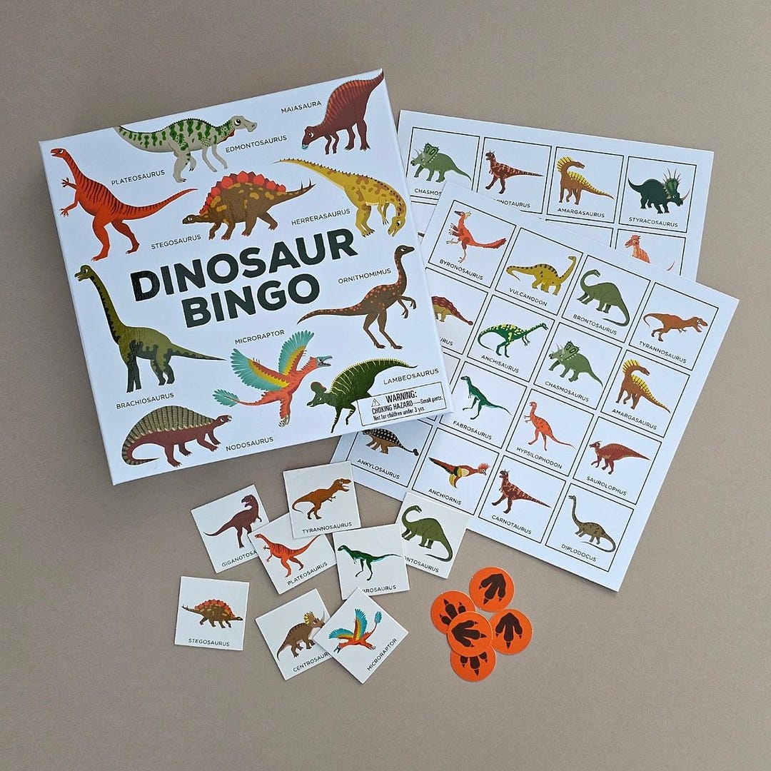 View of Dinosaur Bingo - Children's Games, Family Fun, Board Games, Bingo Sets ...