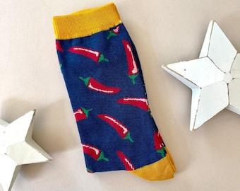 Men's Bamboo Chillis Socks in Navy Blue