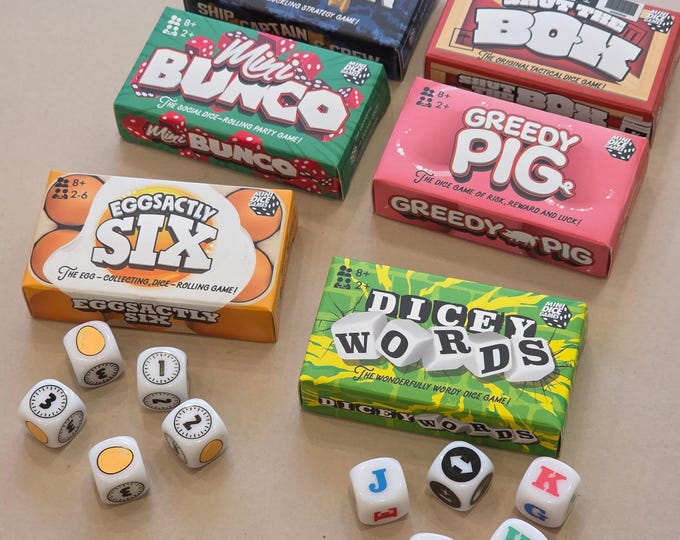 Individual Mini Dice Game - Tabletop Stocking Filler, Wedding Favor