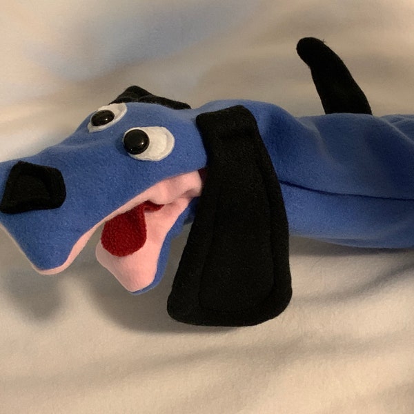 Blue dog hand puppet