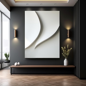 White Wall Art - Wall Hanging - Wood Wall Sculpture - Minimalist Abstract Wall Decor - Dimensional Wall Art - Modern Interior Design